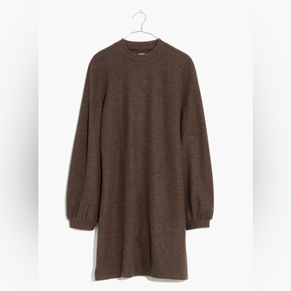 Madewell Dark Brown Brushed Rib Mockneck Mini Dress Sold Out Online! Size Large